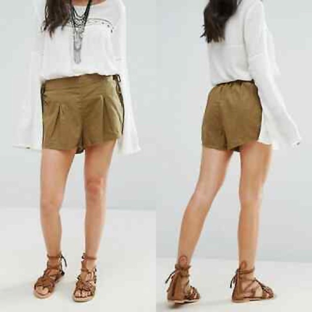 Free People Silver Springs Lace Up Linen Blend Shorts - Size Large